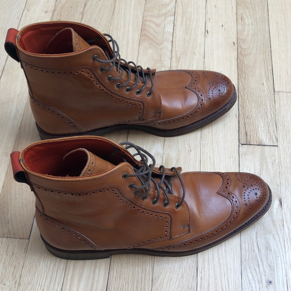 Allen Edmonds Tan Leather Wingtip Boots - Picture 6 of 6